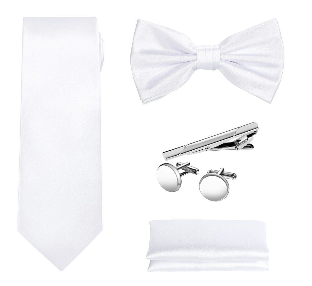 5461 TIE G 5pcs Tie Set in Premium Gift Box : Solid Color Necktie, Satin